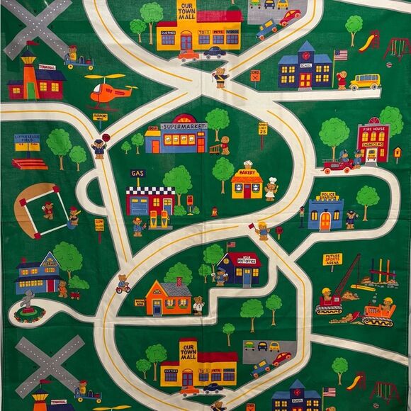 na Other - Colorful Kids Play Map with Roads and Buildings